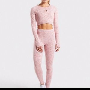 Gymshark Fleur Texture Long Sleeve Crop with leggings